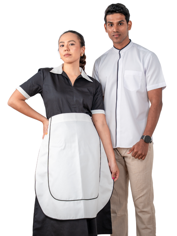 Hotel and restaurant staff in Agent Design Lab hospitality uniforms